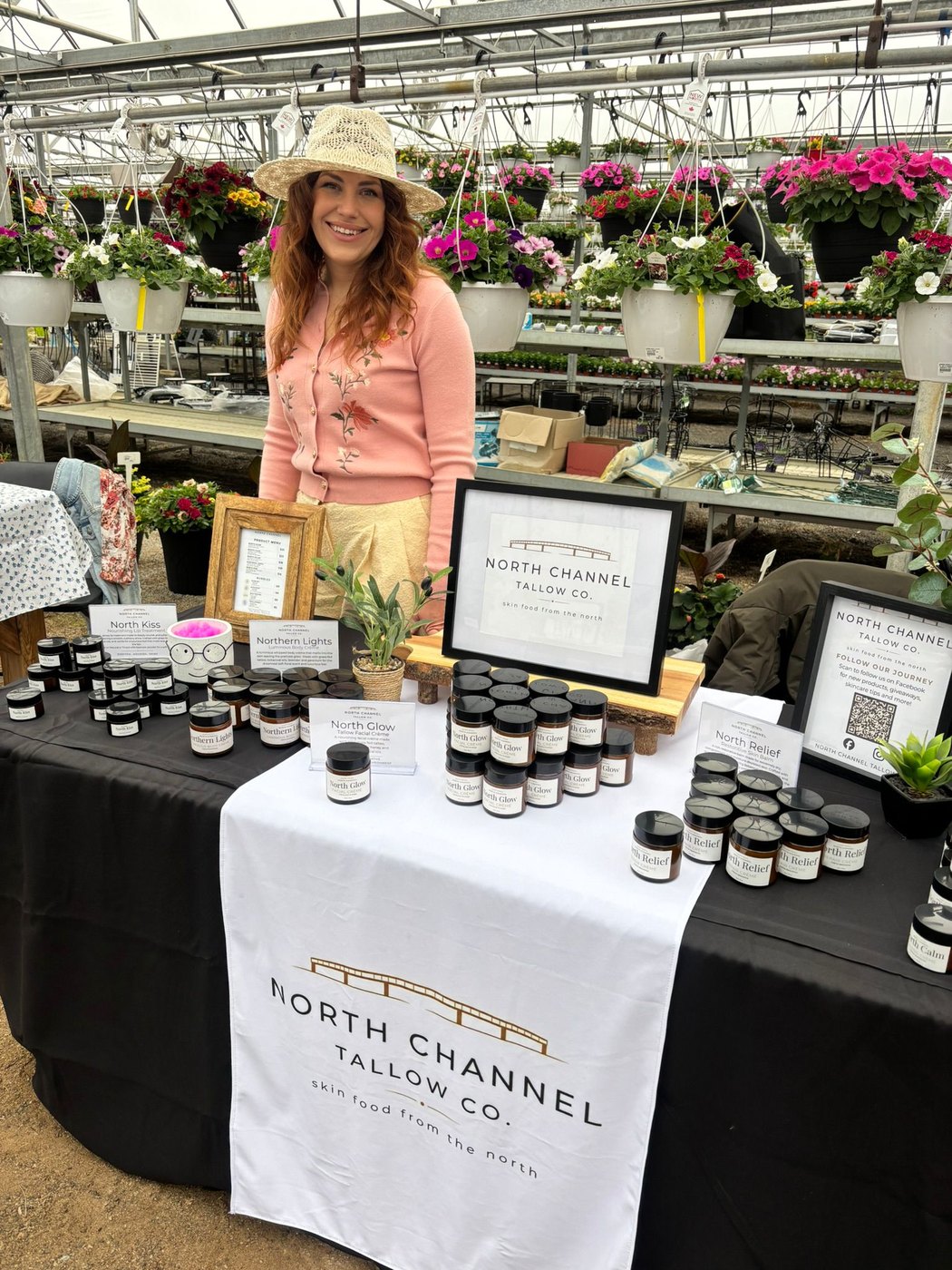 Melissa Phillips at a North Channel Tallow Co. market table in Northern Ontario